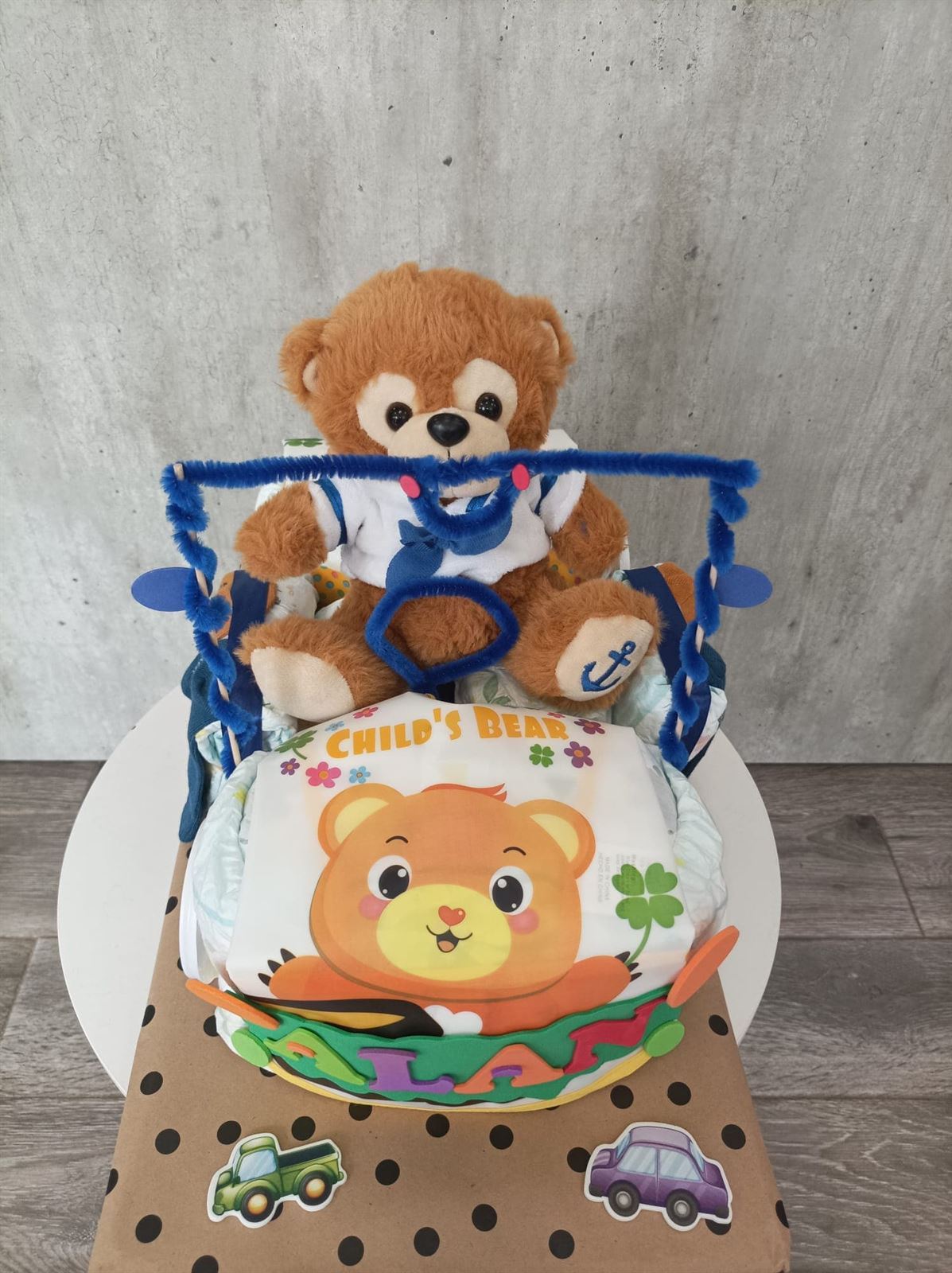 Tarta pañales forma Cochecito - Imagen 1